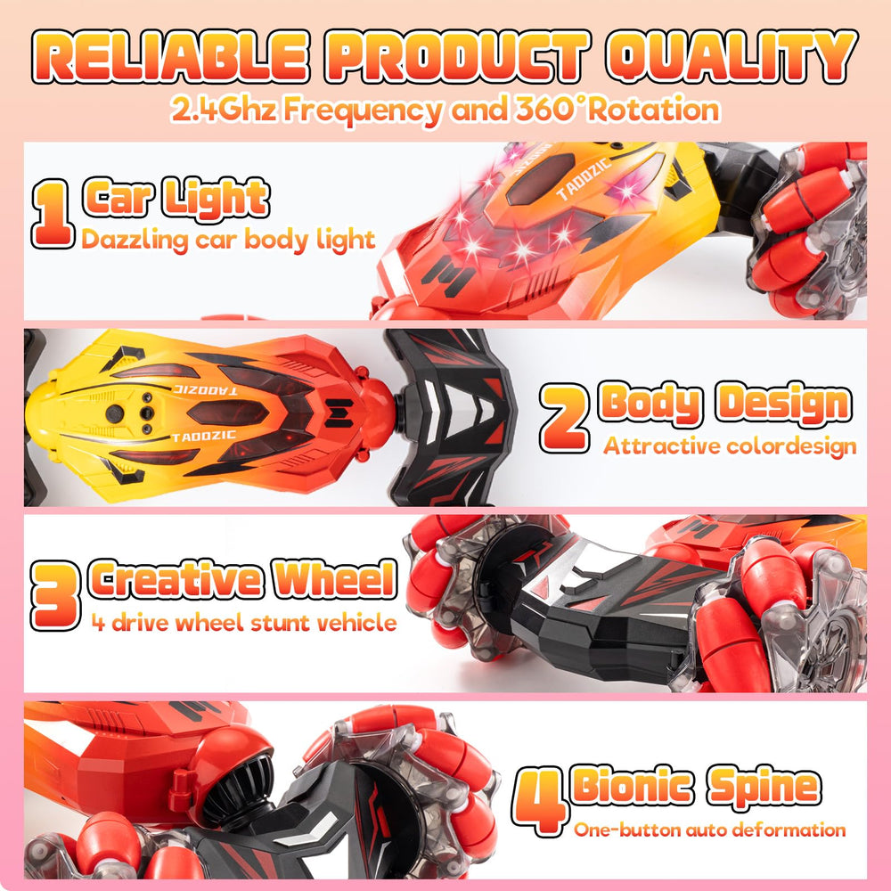 TADOZIC Gesture Sensing RC car battery compartment with USB charging.