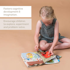 Taf Toys Busy Book fabric pages provide soft, durable play material