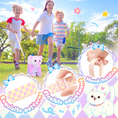 Tagitary plush cat leash setup shows easy guided play.