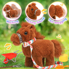 Tagitary plush horse leash and collar for easy guided play and control