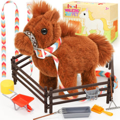 Tagitary plush horse walking action, promoting active imaginative play for kids