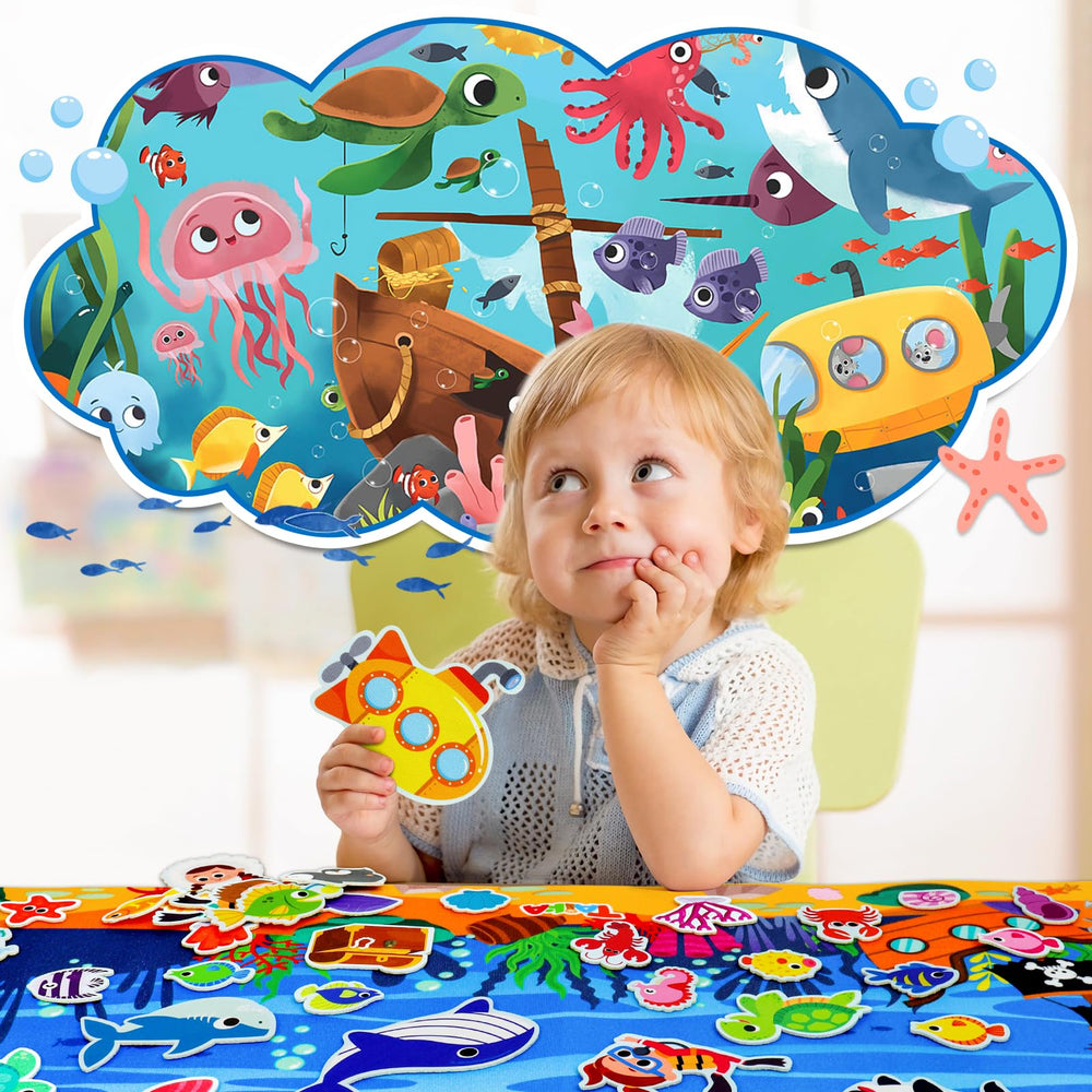 Taika seahorse felt sticker brightens visuals for sea stories