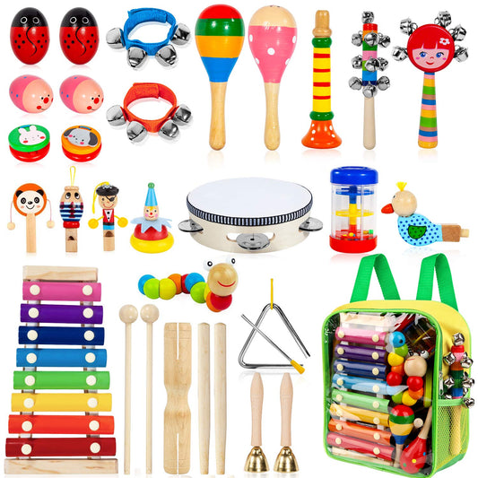 Taimasi kids musical instruments 33pcs full set with backpack for easy storage and travel