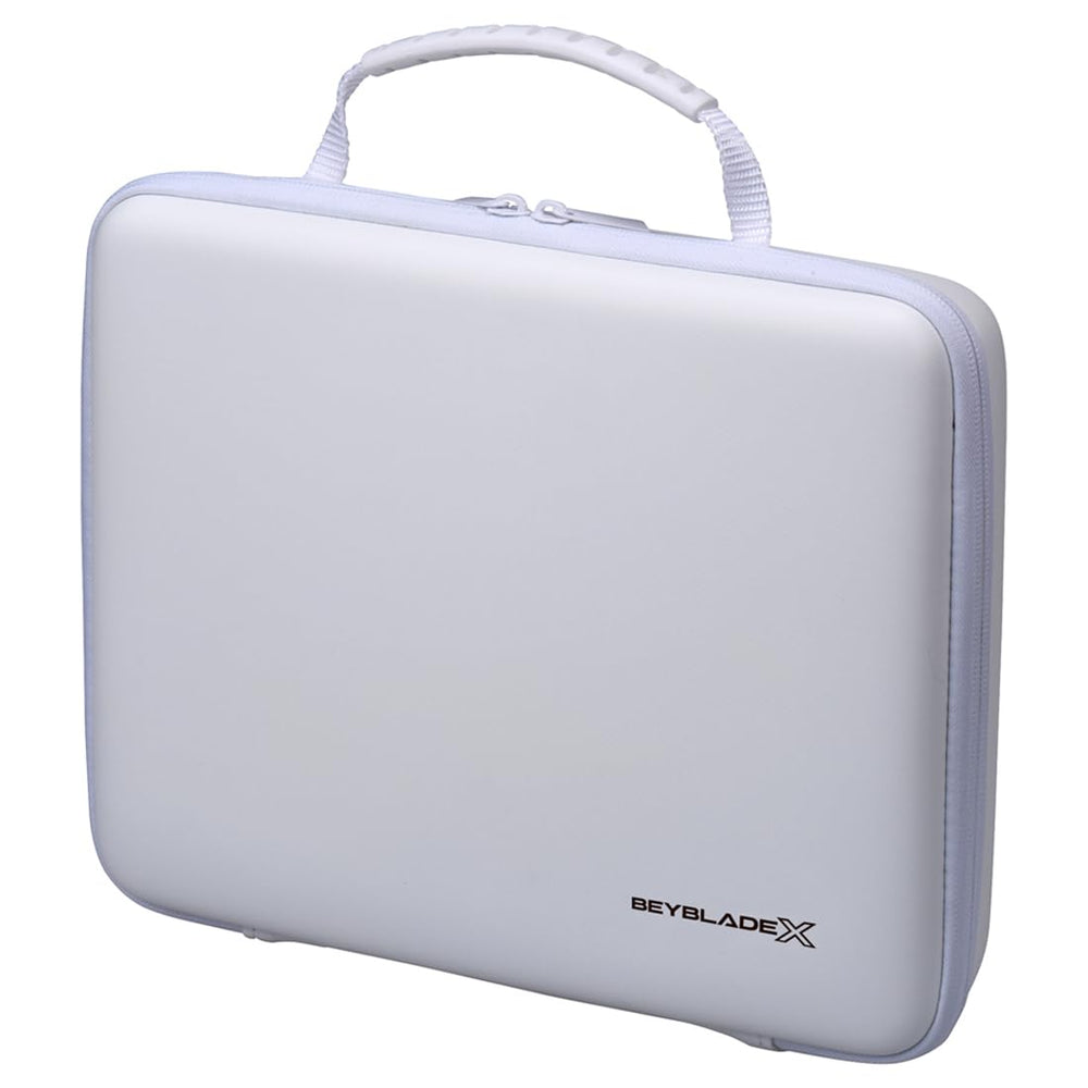 Takara Tomy Beyblade X gear case white ver front view, compact storage for battles.