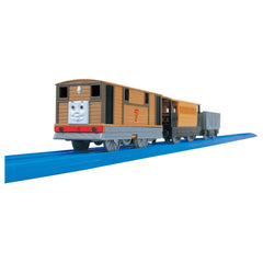 Takara Tomy Plarail Thomas TS-11 Toby front view for realistic rail adventures