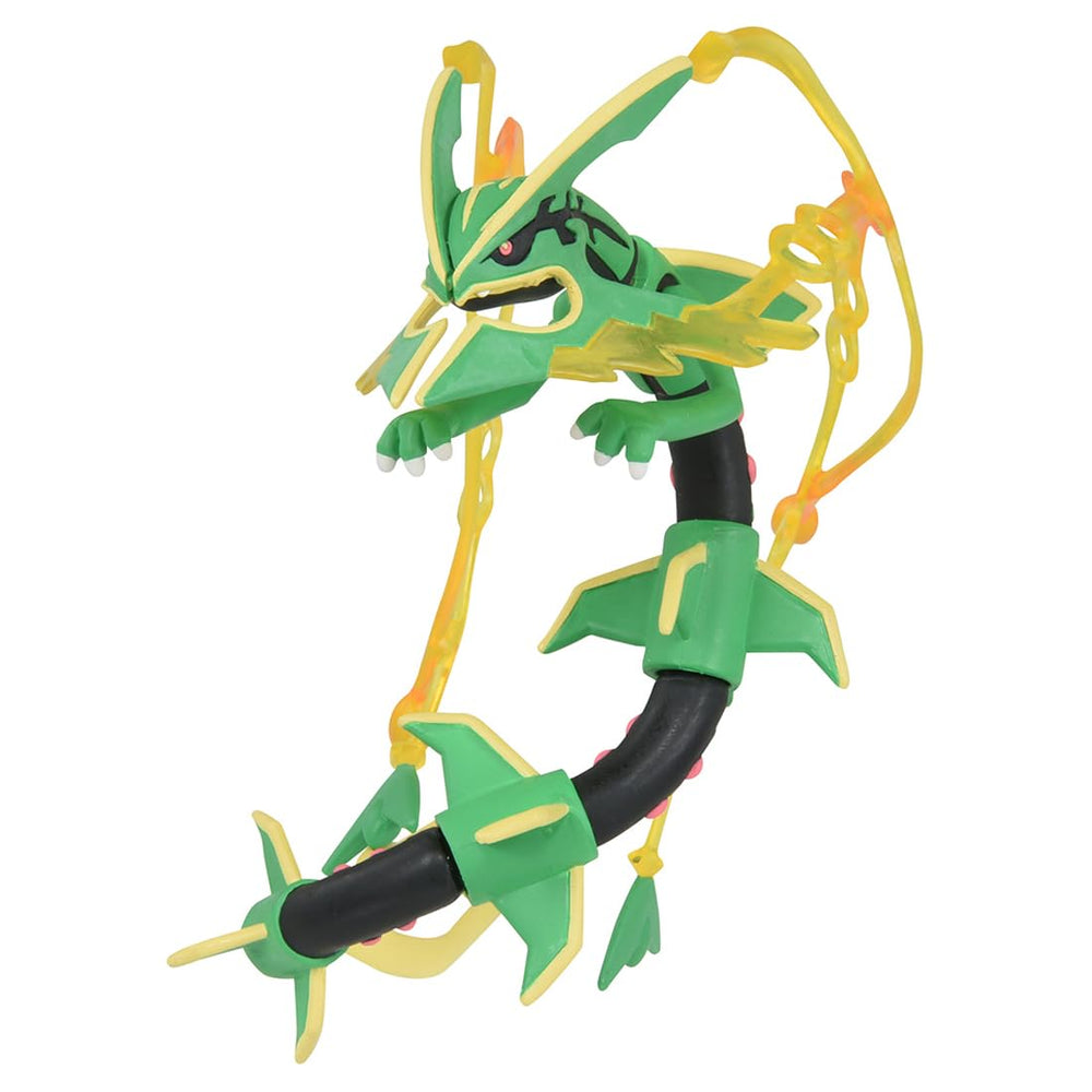 TAKARA TOMY Pokémon Moncolle Mega Rayquaza back view shows sweeping wings for dramatic display.