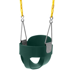 Take Me Away high back bucket swing seat with yellow chains for safe toddler play