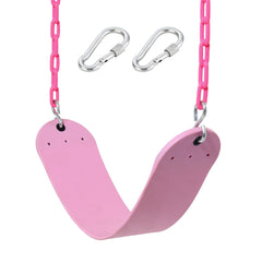 Take Me Away pink swing seat in backyard for comfortable outdoor play.