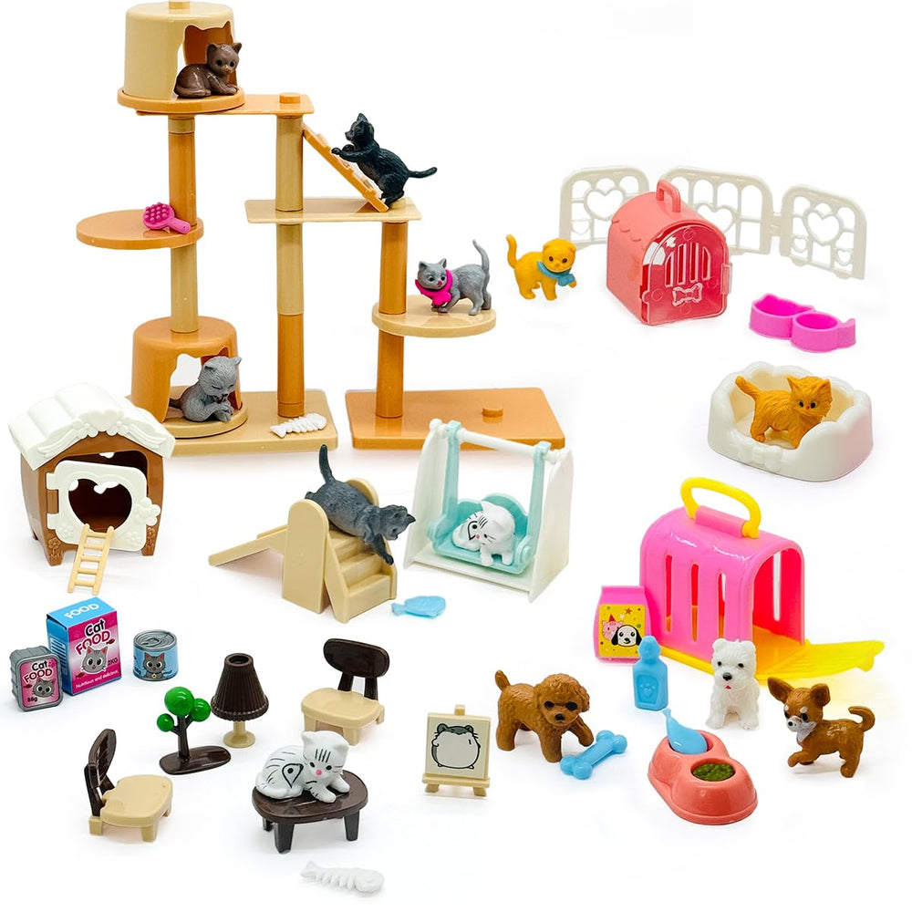 Taken All cat and dog figures playset provides realistic pets for imaginative pretend play.