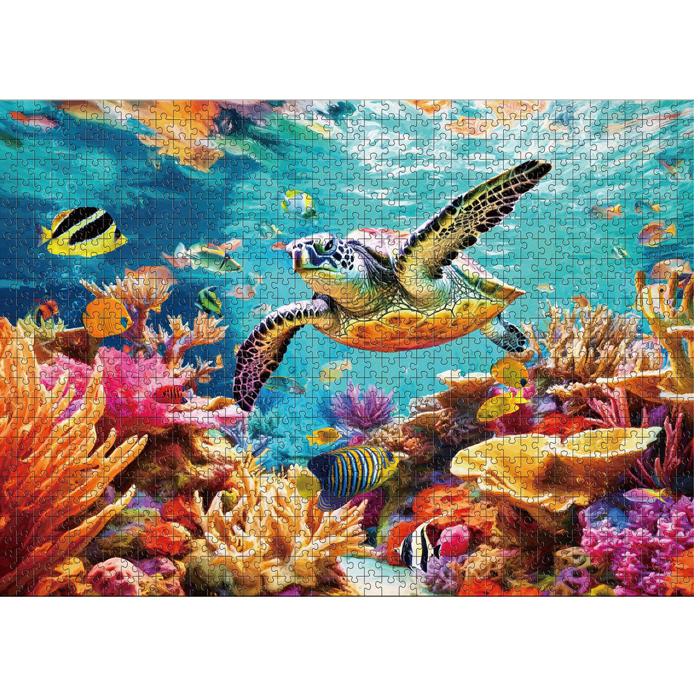 Takfot 1000-piece puzzle ocean beach scene with sea turtle