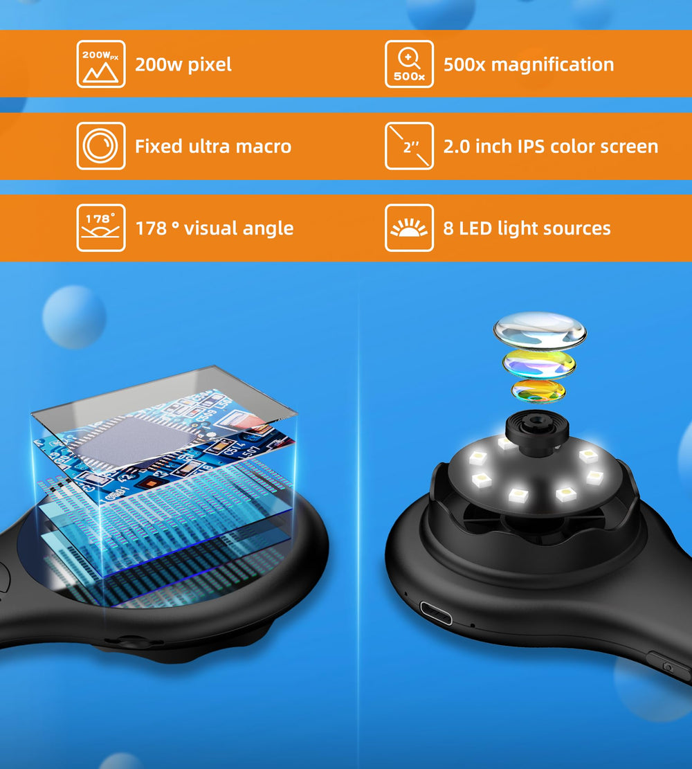 TAKMLY mini pocket microscope portable-design fits pockets for on-the-go learning