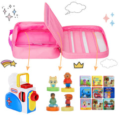 Taladad pink carrying case interior compartments keeping books and accessories organized