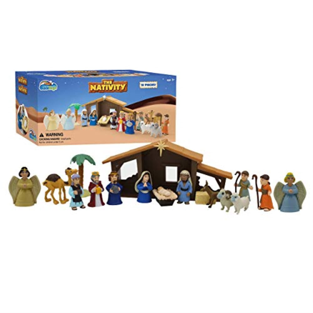 Tales of Glory nativity set pieces arranged for imaginative play and storytelling.