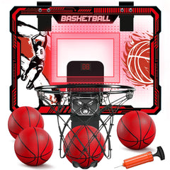 TALGIC indoor basketball hoop with LED scoreboard for kids' play and exercise