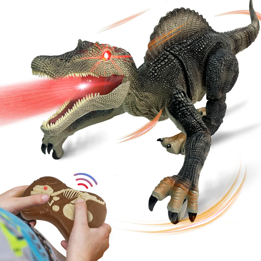 TALGIC Spinosaurus RC demonstrates walking motion for realistic backyard adventures.