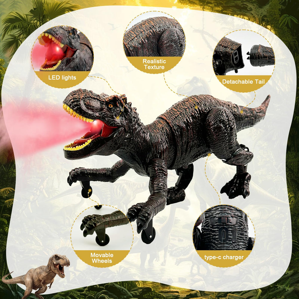TALGIC robo-dinosaur spray stream feature adds interactive water play.