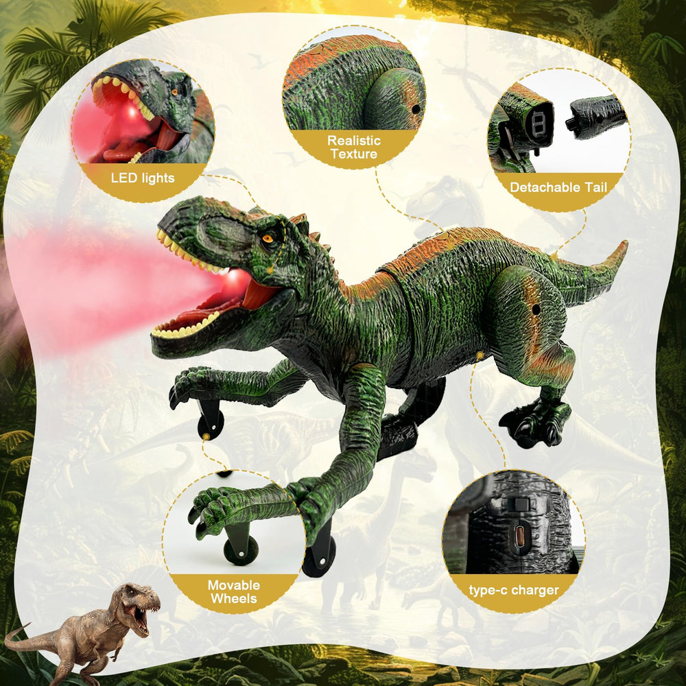 TALGIC robot dinosaur shows lifelike walking leg motion during play.
