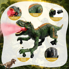 TALGIC robot dinosaur shows lifelike walking leg motion during play.