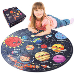 TALGIC solar system round puzzle with 70 pieces for immersive space learning at home