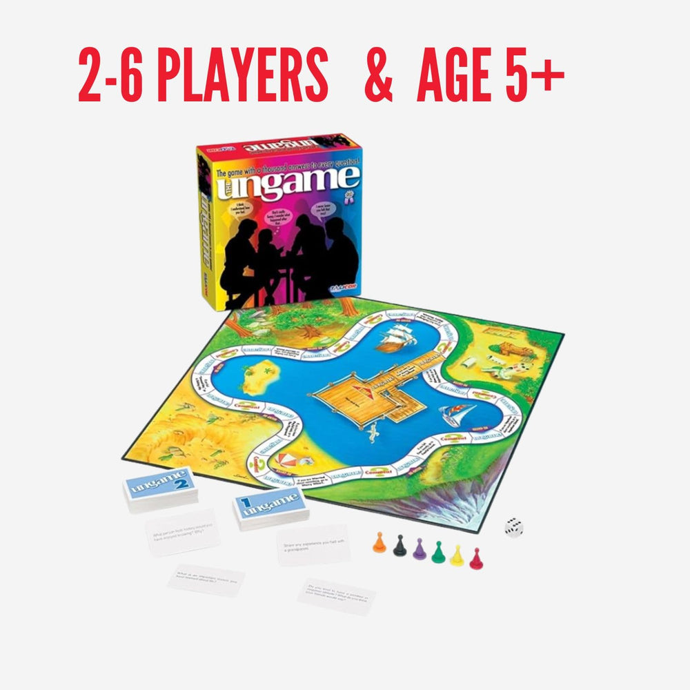 TaliCor Ungame family game night setup with diverse ages.
