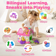Talkfun bilingual toy offers English and Spanish modes for language awareness.