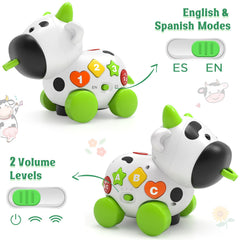 Talkfun cow toy made from BPA-free ABS with smooth edges.