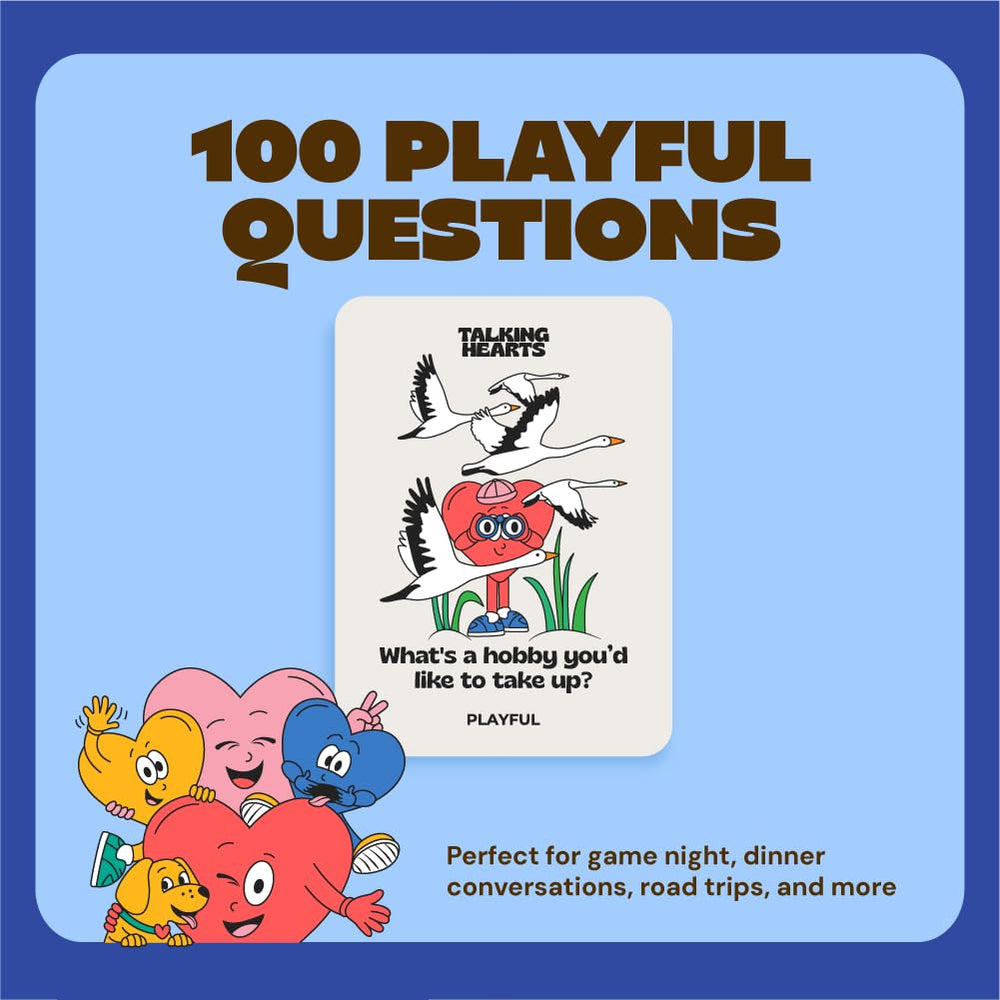 Talking Hearts conversation cards on a road trip table, sparking conversation