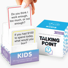 Talking Point Cards 200-kids-conversation-cards spark curious dialogue at home.