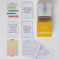 Talking Point Cards kids-friendly prompts invite younger participants into faith discussions.