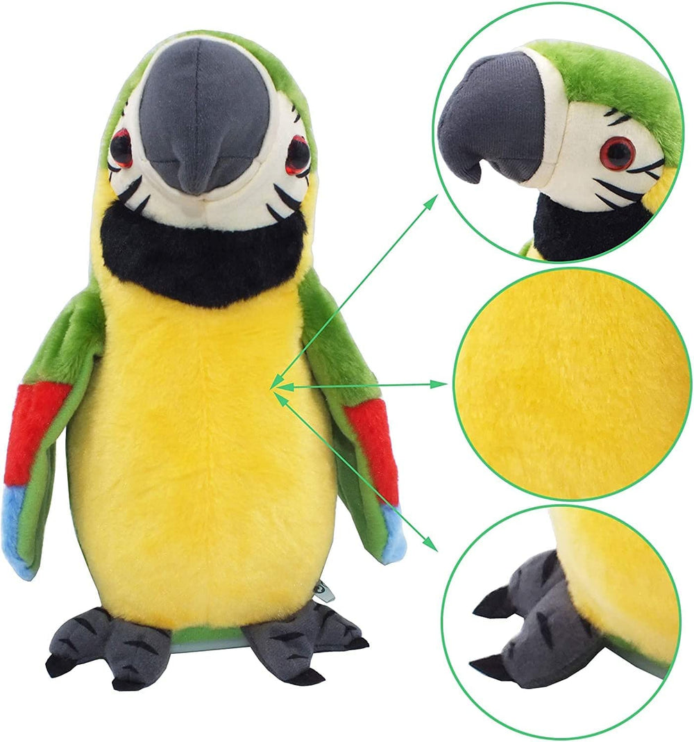 Talyrui voice-activated parrot toy demonstrating interactive conversation for kids.