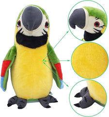 Talyrui voice-activated parrot toy demonstrating interactive conversation for kids.