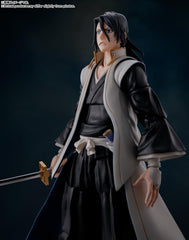 Tamashii Nations Byakuya Kuchiki figure official licensing label confirms authenticity.