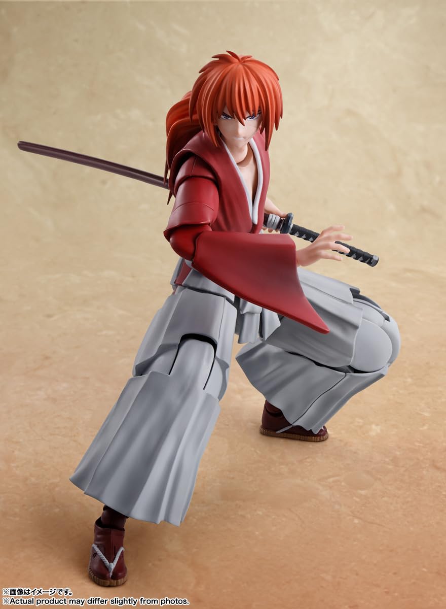 Tamashii Nations Kenshin figure includes sheathed reverse-blade sword for respectful display