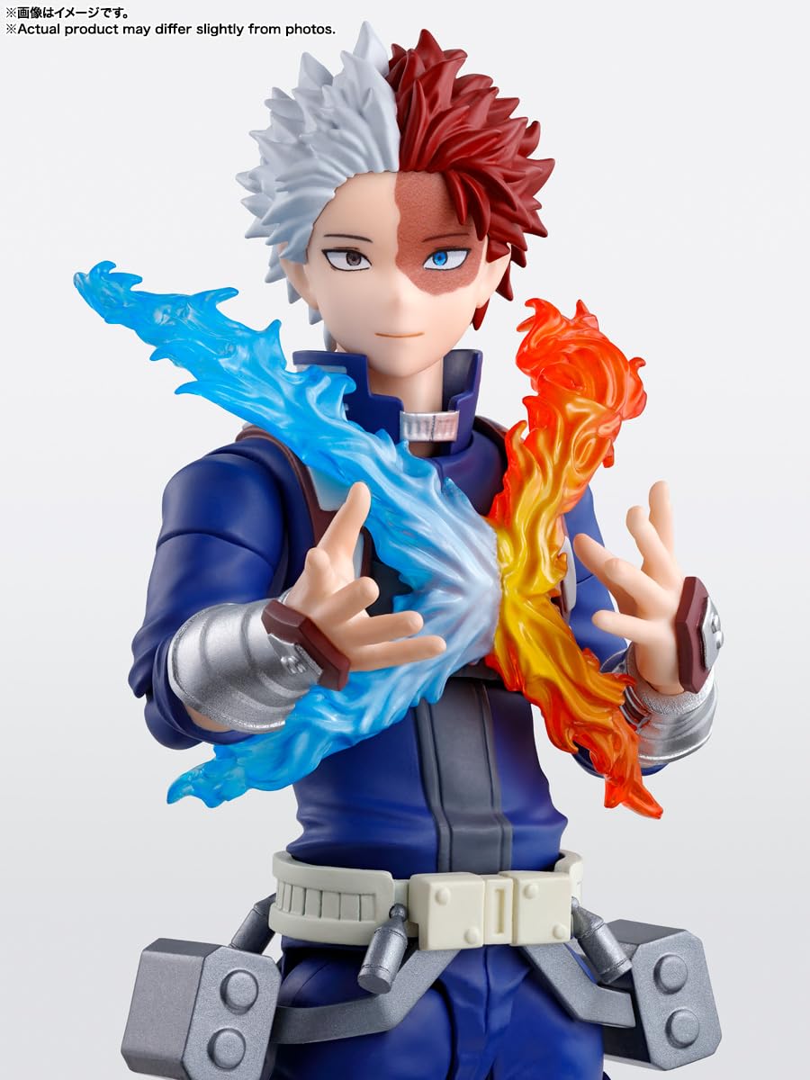 Tamashii Nations Todoroki burning fist effect enhances dramatic action display.