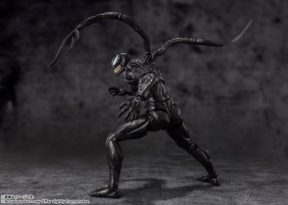 TAMASHII NATIONS Venom Last Dance figure showcases glossy textures for a menacing look.