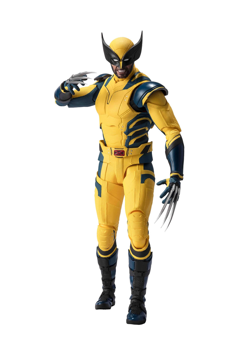 Tamashii Nations Wolverine S.H.Figuarts front view with yellow suit for dynamic display.