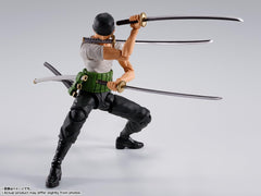 Tamashii Nations Zoro tenugui head replacement for iconic Romance Dawn look.