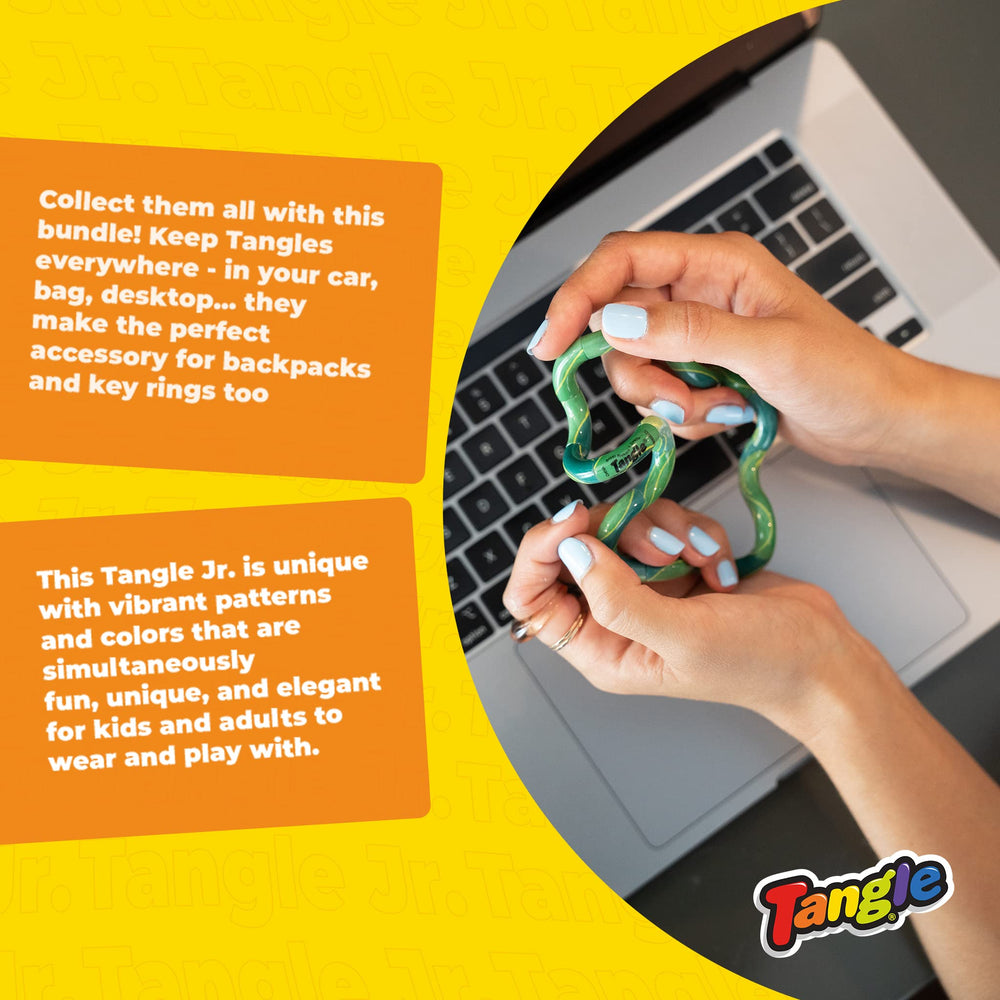 Tangle Jr. Fidget in hand with pattern, ideal for focused work.