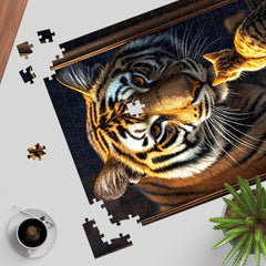 TangMosaic Feline Majesty puzzle pieces spread, ready for immersive building.