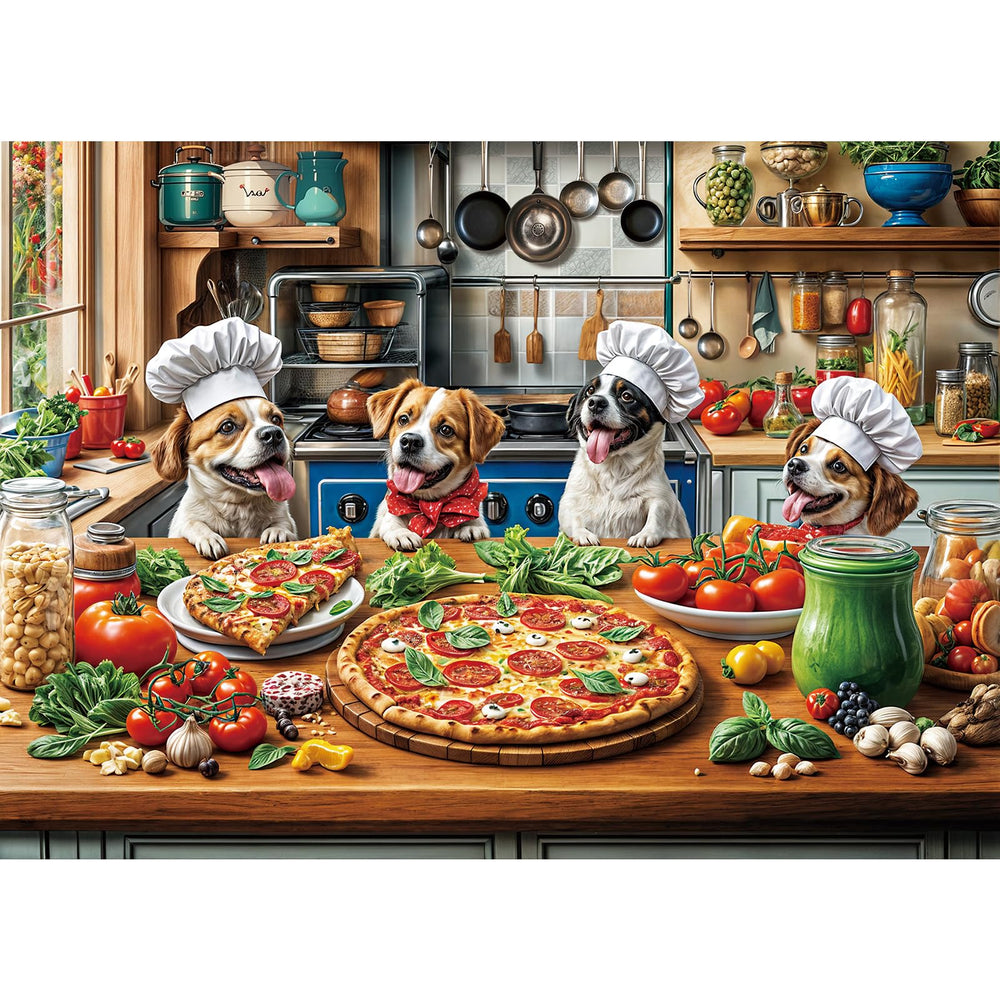 TangMosaic Funny Dog Pizza Puzzle 1000-piece challenge for adults.