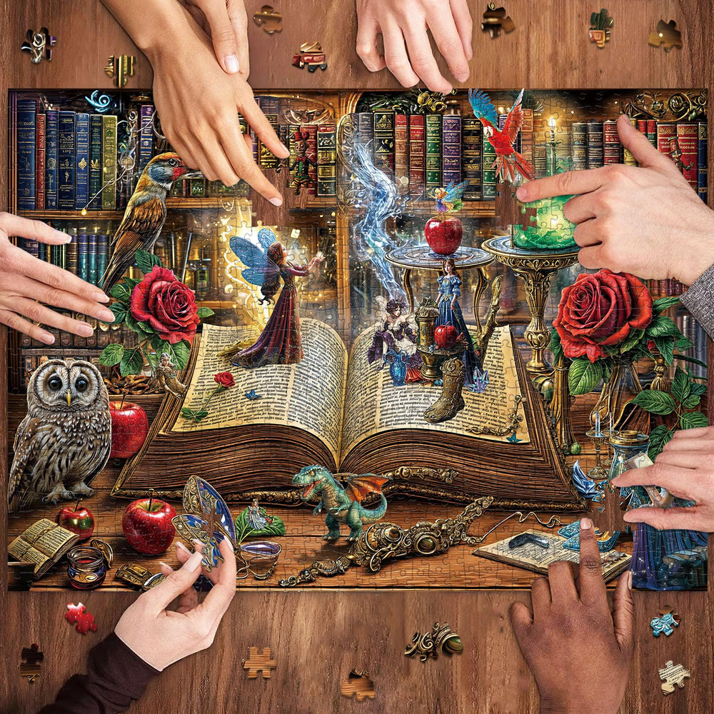 TangMosaic Magic Book Puzzle: moonlit staircase image supports calm focus during nightly puzzles.