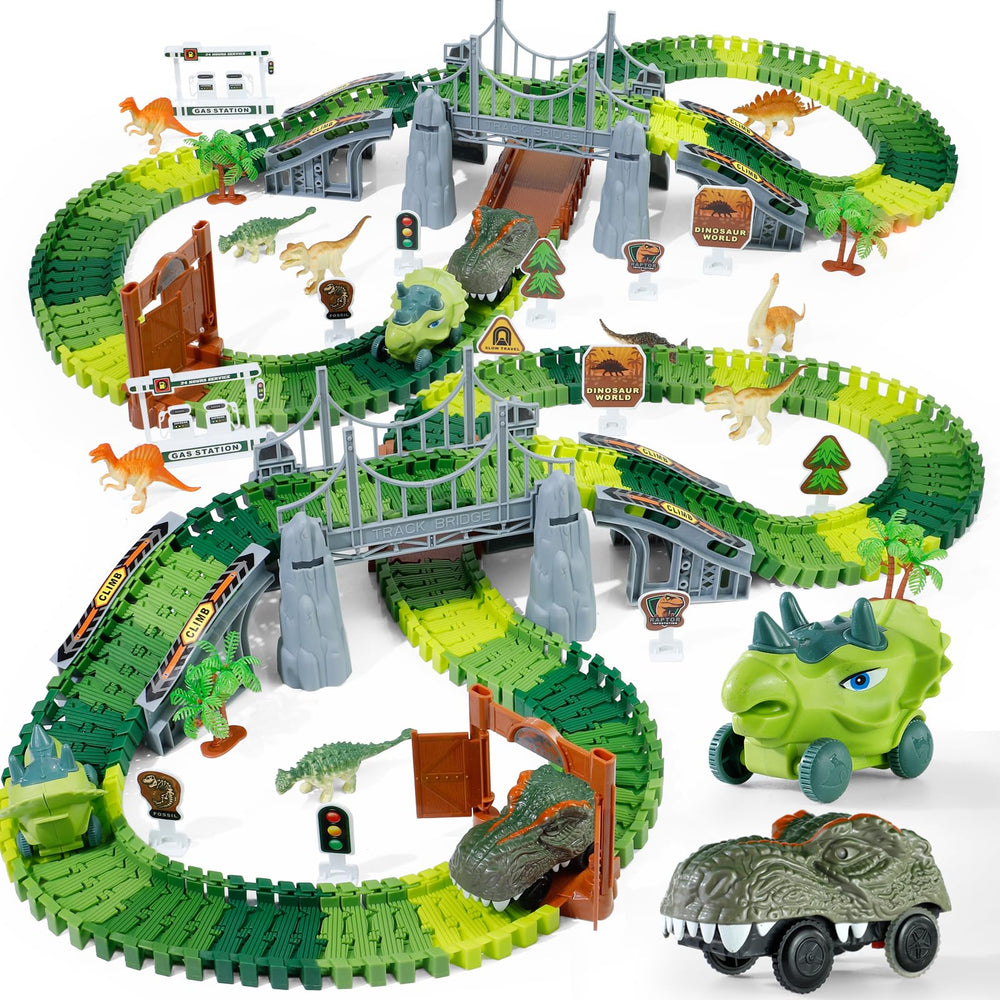 TANMGIN Dinosaur Track Set Box invites creative building and imaginative play.