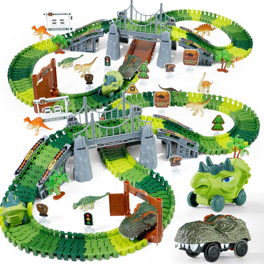TANMGIN Dinosaur Track Set Box invites creative building and imaginative play.