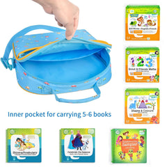 Tanmqin LeapStart bag open view reveals inner compartments for books.