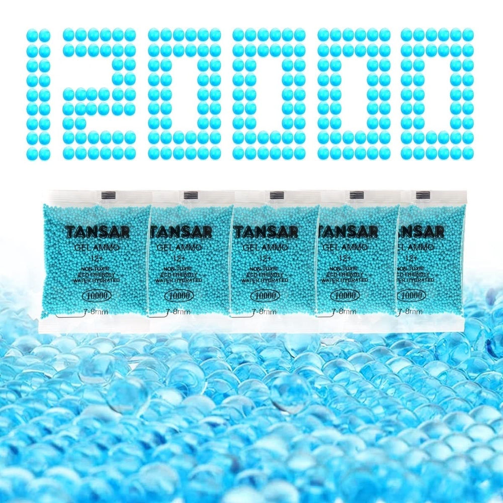 TANSAR gel ball bullets pack 12x10000 for long-lasting skirmishes.