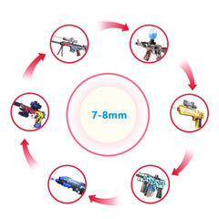 TANSAR gel bullets soaking before use to reach 7-8 mm size.