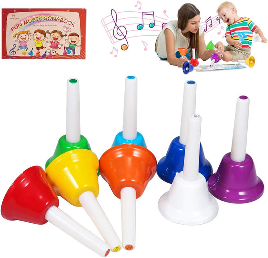 TantivyBo 8-note handbells in bright colors for beginner rhythm practice.