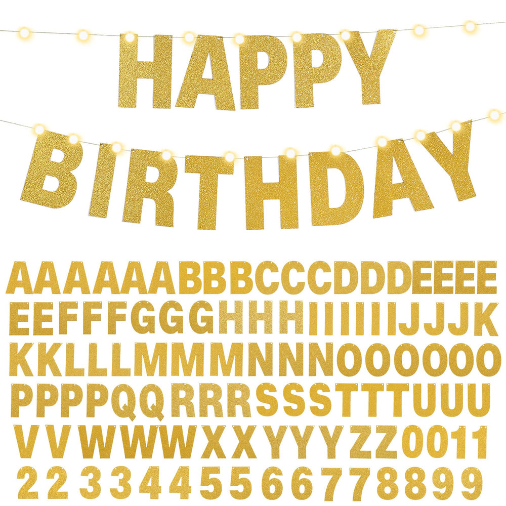TaoBary glitter banner kit—gold alphabet pieces for DIY banners