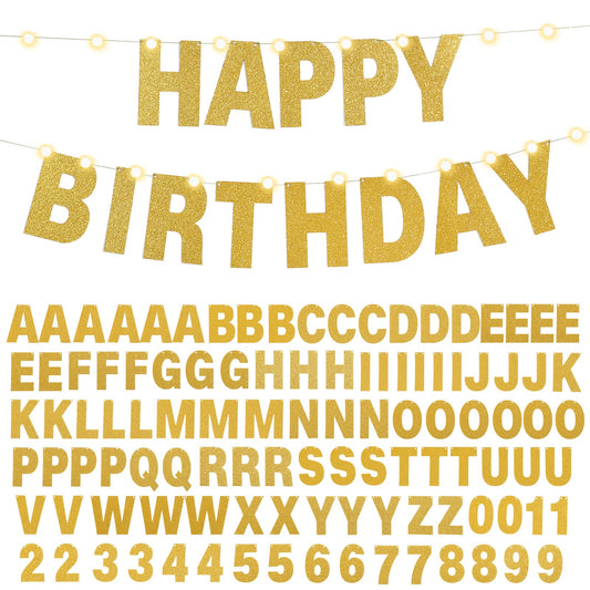 TaoBary glitter banner kit—gold alphabet pieces for DIY banners