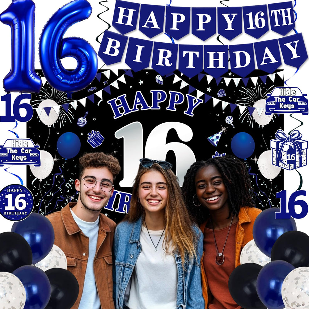 TAOTOSUNE blue 16th foil balloon adds standout shimmer for celebrations.